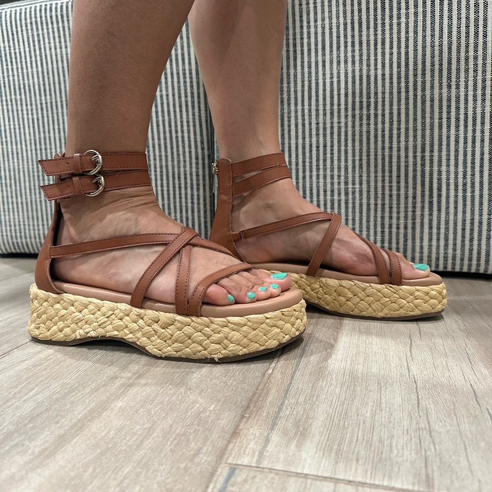 Sam & Libby Tan Strappy Espadrille Sandals
